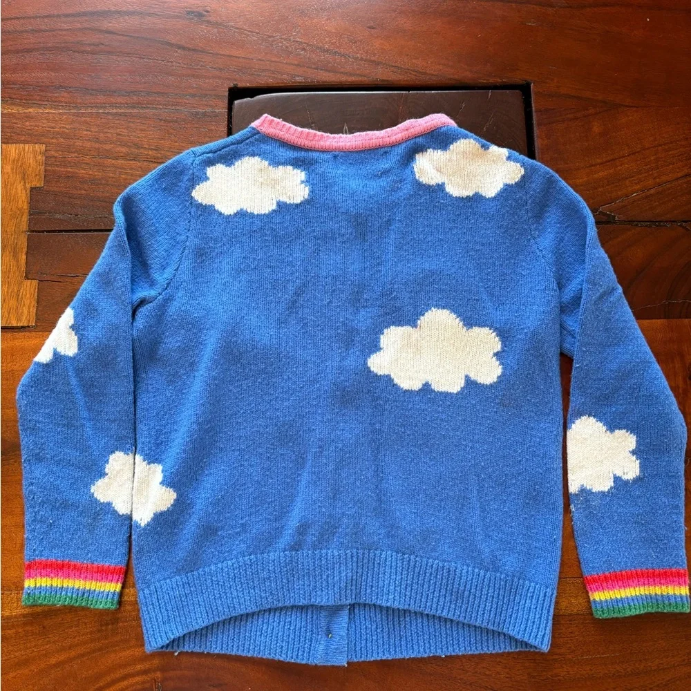 Mini Boden Blue Cardigan with Rainbow and Cloud Accents - Picture 7 of 7